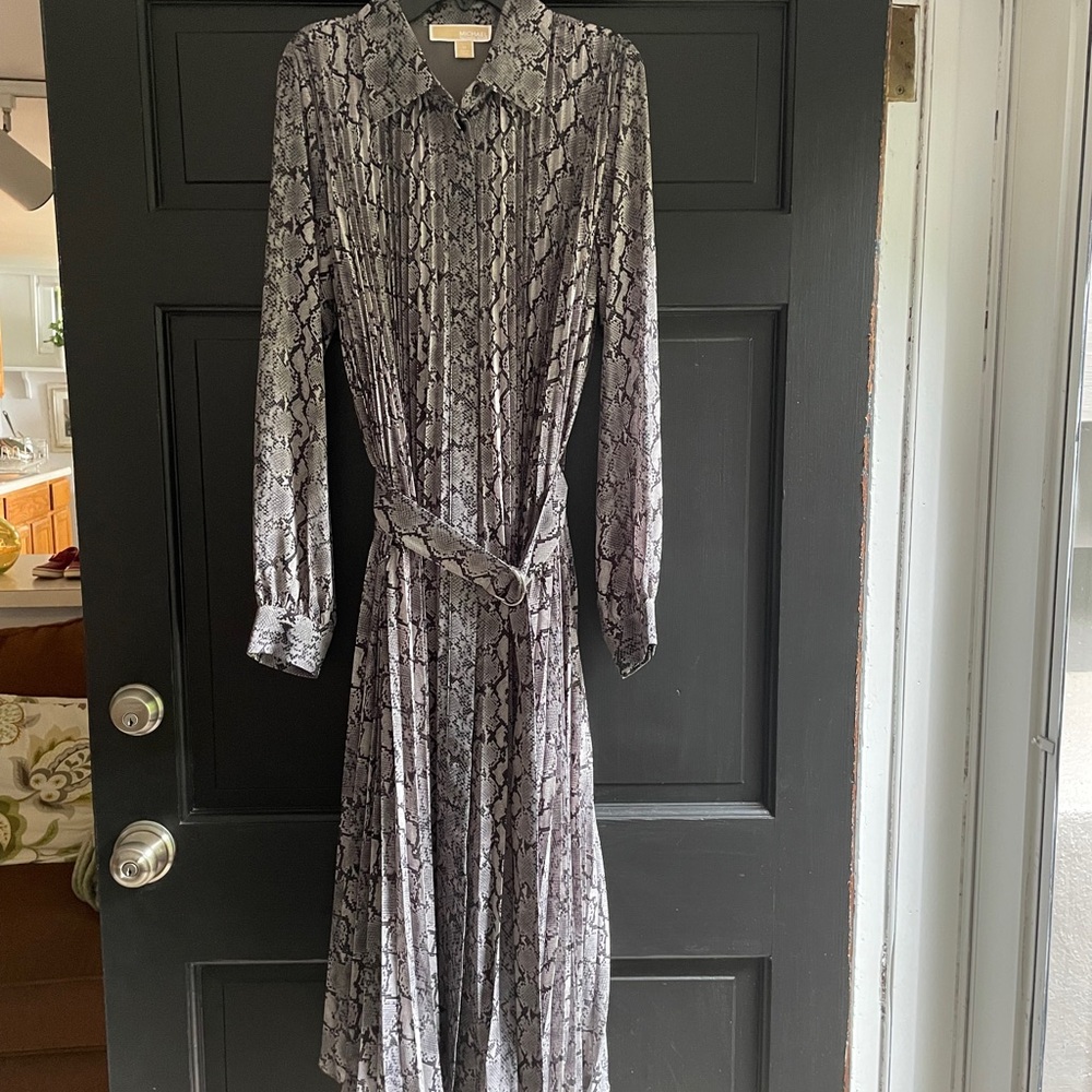 Michael Kors snake print pleated shirt dress